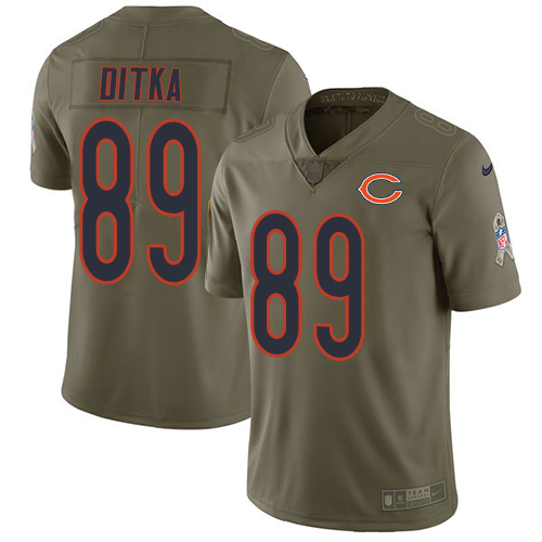 Nike Bears #89 Mike Ditka Olive Men's Stitched NFL Limited Salute To Service Jersey
